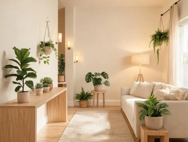 Shared lounge with faux greenery