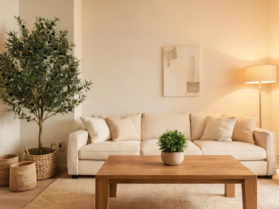 Home living room faux greenery