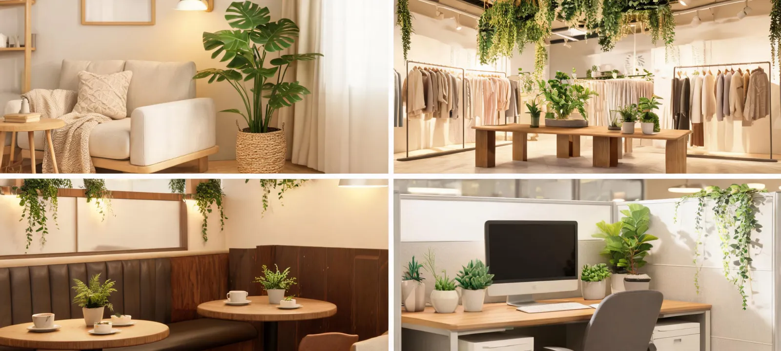 Faux plant applications in styled rooms