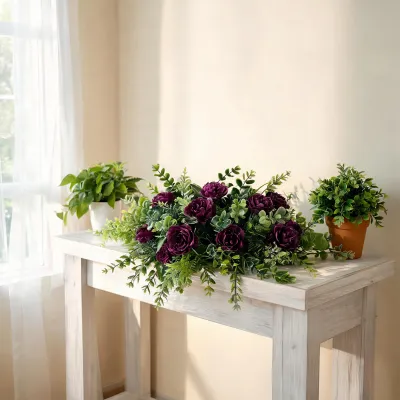 plum artificial flower arrangement