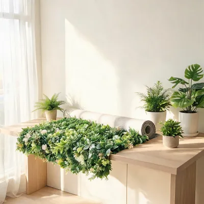 roll up fabric artificial flower wall